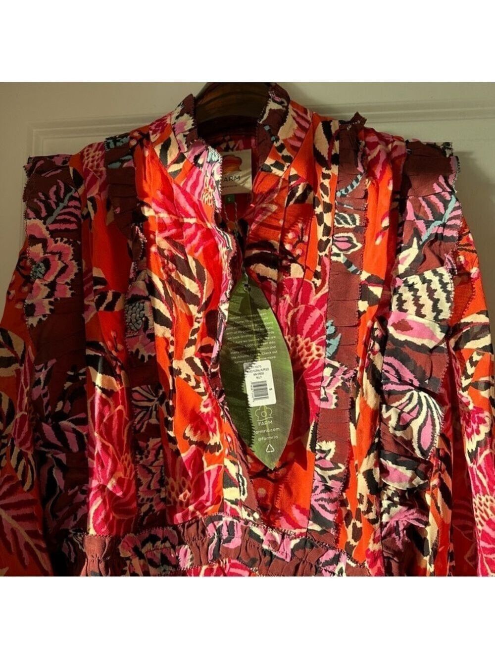 Farm Rio Mixed Floral Ruffle Mini Dress - Picture 12 of 12